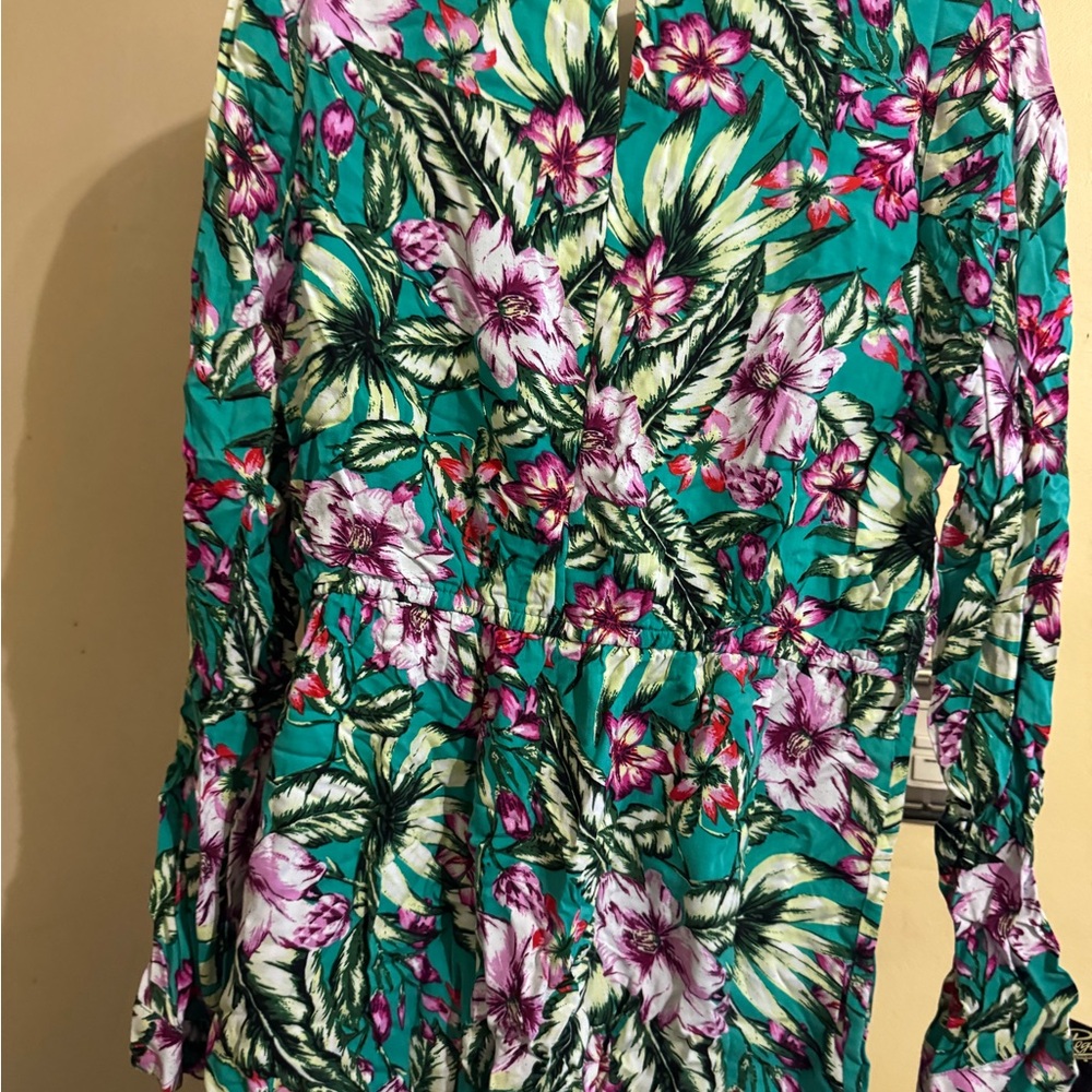 Walter Baker Teal Floral Long-Sleeve Tunic